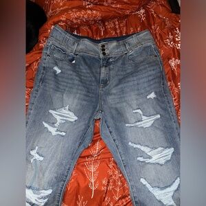 Lane Bryant Blue Distressed High Waisted Jeans